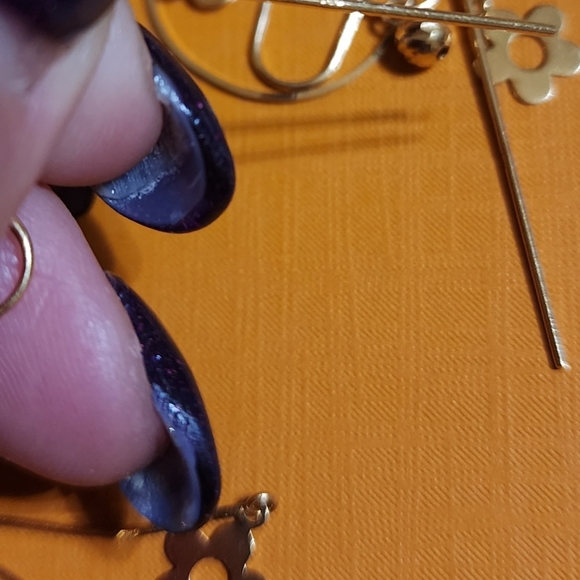 18k Solid Gold Long Earring NWT - Picture 7 of 12